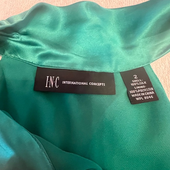 INC Teal Silk Halter Top - Picture 3 of 3